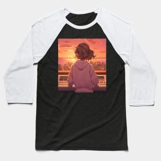 Sunset Lofi Girl DJ Set Baseball T-Shirt